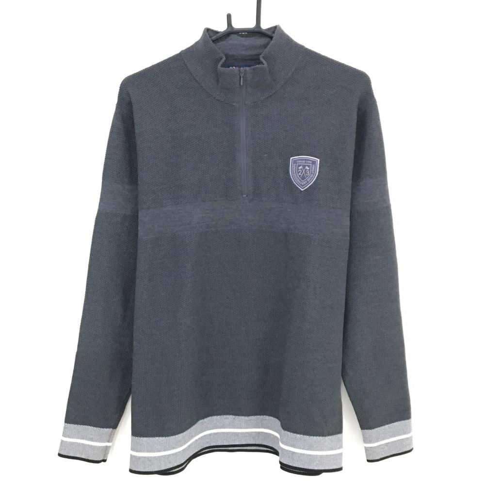 23区ゴルフ ハイネックセーター ダークグレー ハーフジップ 胸元ロゴ ニット メンズ LL ゴルフウェア 23区