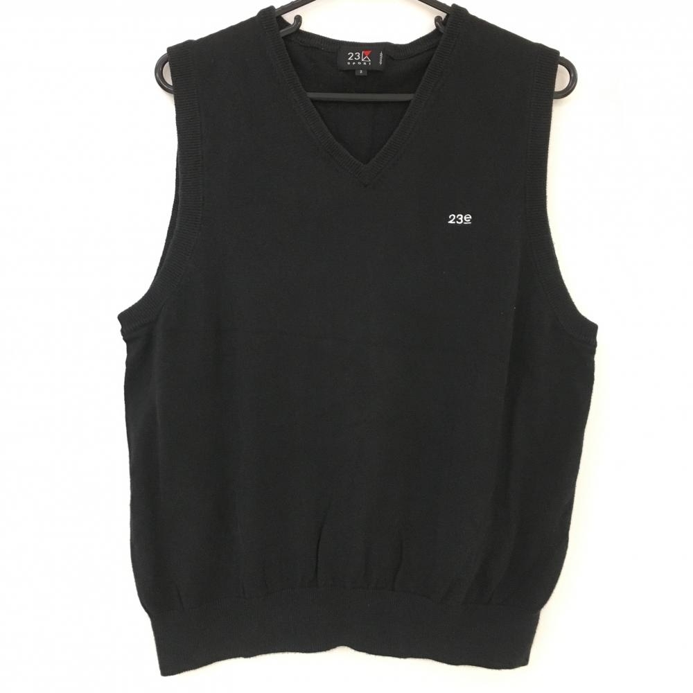 23区スポーツ ニットベスト 黒 Vネック コットン100％ メンズ 2 ゴルフウェア 23区