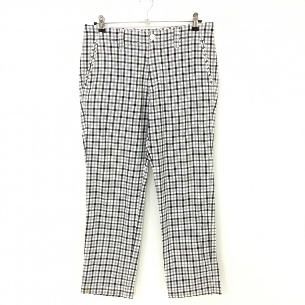 23区ゴルフ パンツ 白×グレー チェック ストレッチ ティー装着可  メンズ 86 ゴルフウェア 23区