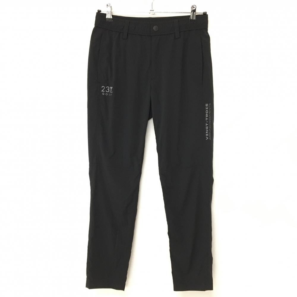 【美品】23区ゴルフ パンツ 黒 ウエストゴム・調整紐 ストレッチ 薄手 メンズ M ゴルフウェア 23区