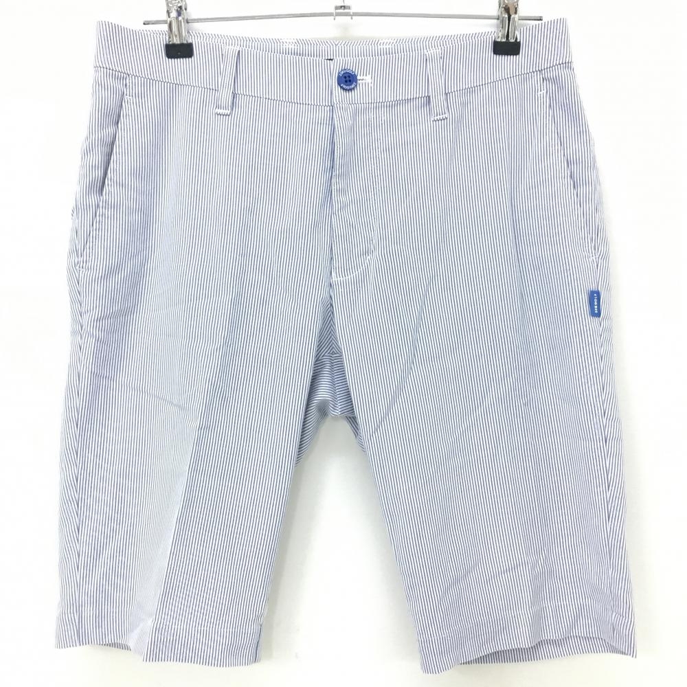 【超美品】23区ゴルフ ハーフパンツ ブルー×白 ストライプ  メンズ 82 ゴルフウェア 23区