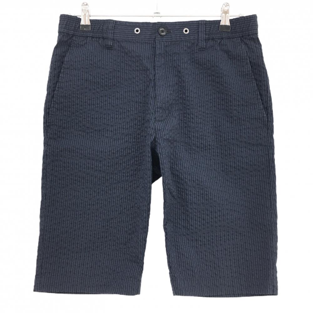 【超美品】23区ゴルフ ハーフパンツ ネイビー×白 ストライプ 絹混 Pondation メンズ L ゴルフウェア 23区