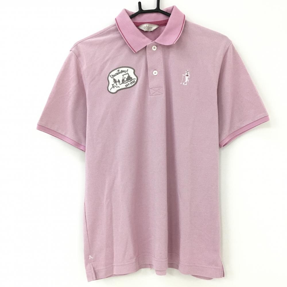 アダバット 半袖ポロシャツ ピンク 織生地  メンズ 48(L) ゴルフウェア adabat