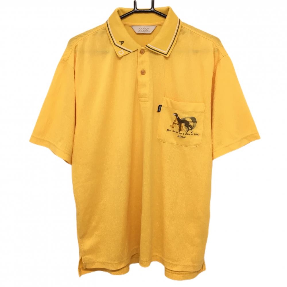 アダバット 半袖ポロシャツ　オレンジイエロー 襟ロゴ メンズ IV(L) ゴルフウェア adabat
