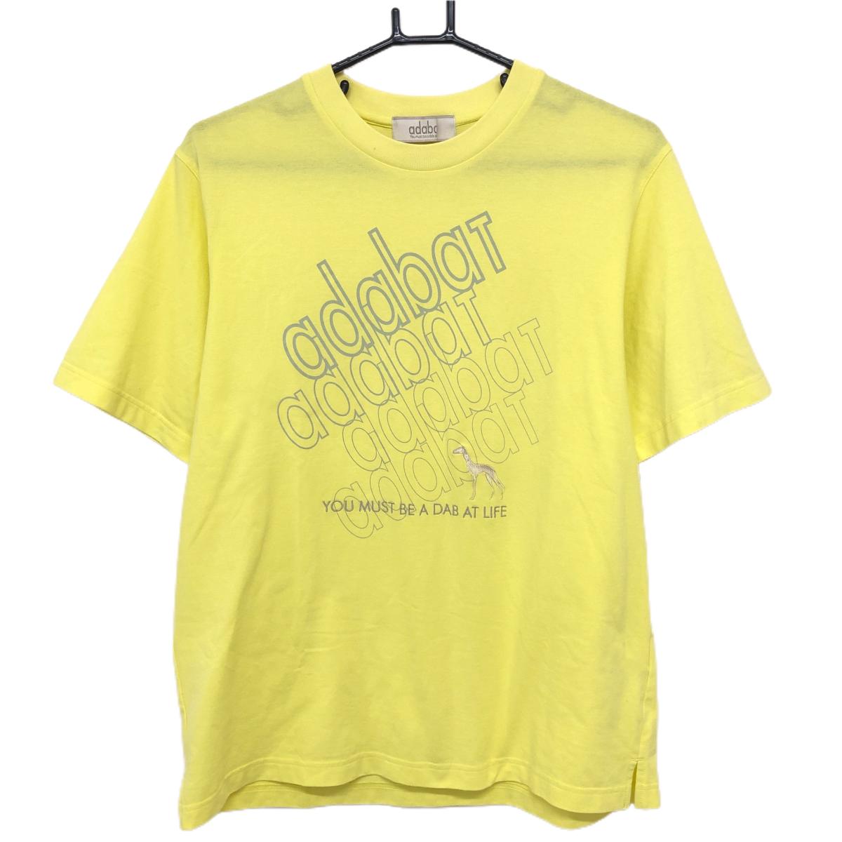 【超美品】アダバット Tシャツ イエロー×グレー フロントプリント  メンズ 48(L) ゴルフウェア adabat