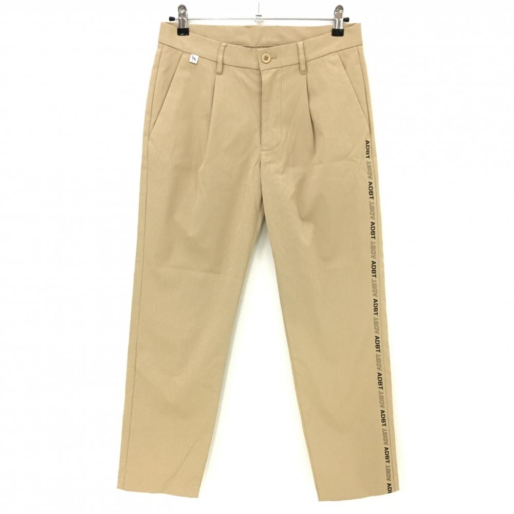 【超美品】アダバット パンツ ベージュ×黒 サイドロゴ ストレッチ メンズ 46 ゴルフウェア adabat