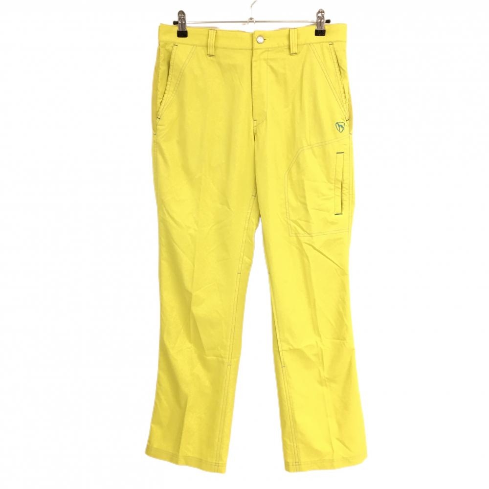 アダバット パンツ イエロー×グレーステッチ ロゴ刺しゅう メンズ 50(XL) ゴルフウェア adabat