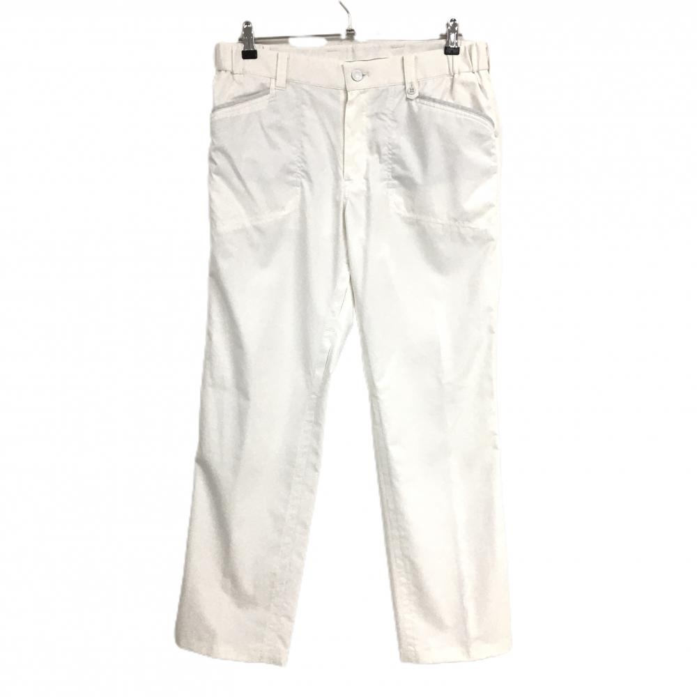 【美品】アダバット パンツ 白 薄手 ウエストサイドゴム  メンズ 50(XL) ゴルフウェア adabat