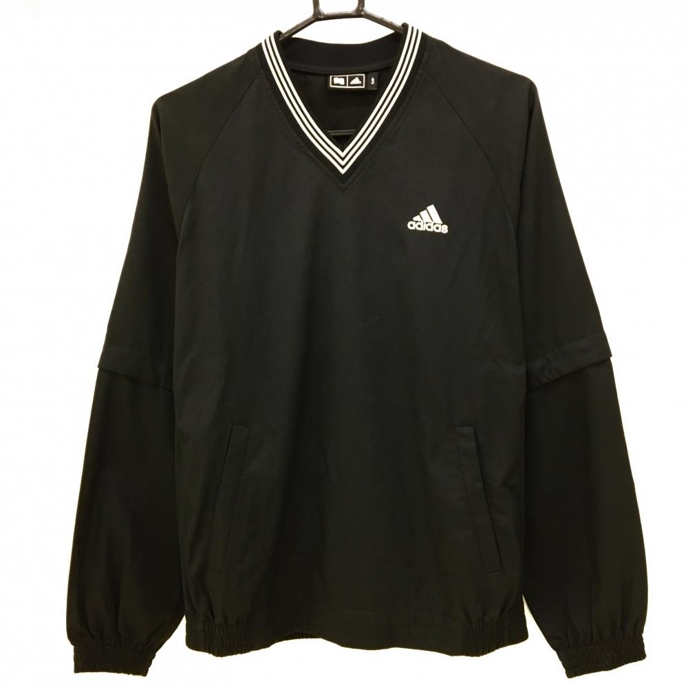 アディダス 2WAYスニード 黒×白 ロゴ刺しゅう 袖着脱可 Vネック メンズ S ゴルフウェア adidas