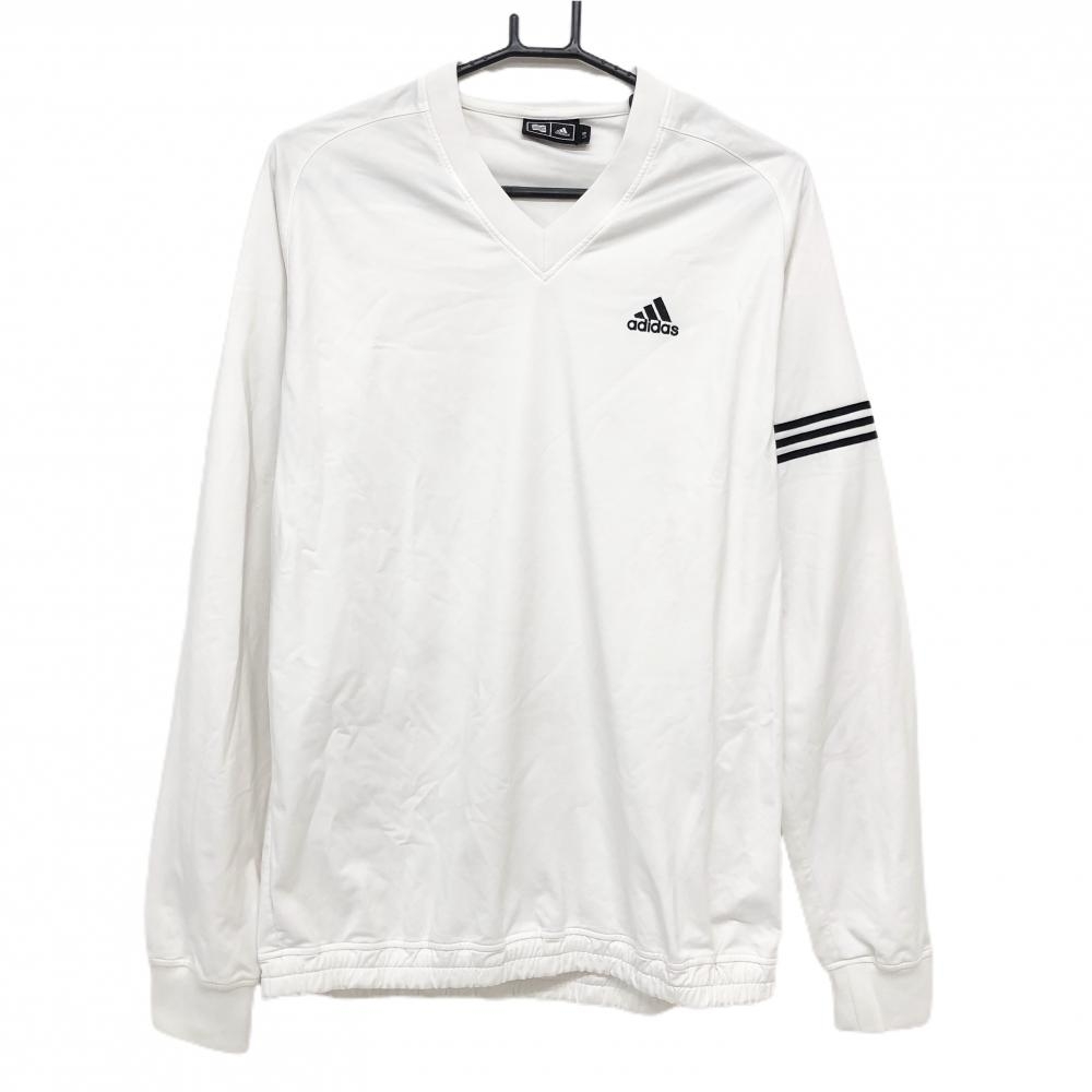 【美品】アディダス スニード 白×黒 裏微起毛 Vネック ブルゾン  メンズ L/G ゴルフウェア adidas