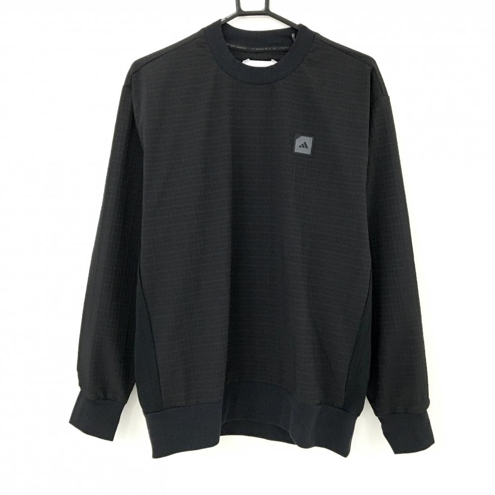 【新品】アディダス スニード 黒 チェック織生地 裏微起毛 プルオーバー ブルゾン メンズ M ゴルフウェア adidas