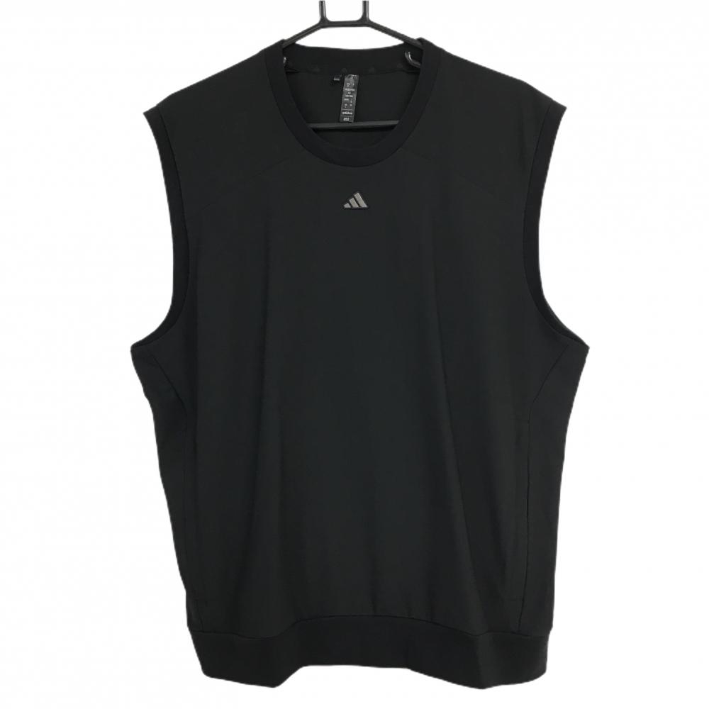 【超美品】アディダス ベスト 黒×グレー系 後ろビッグプリント ストレッチ  メンズ XL ゴルフウェア 2023年モデル adidas