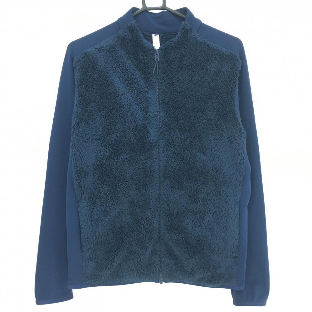 アディダス 切替ジャケット ネイビー 身頃ボア 袖ロゴ メンズ M ゴルフウェア adidas