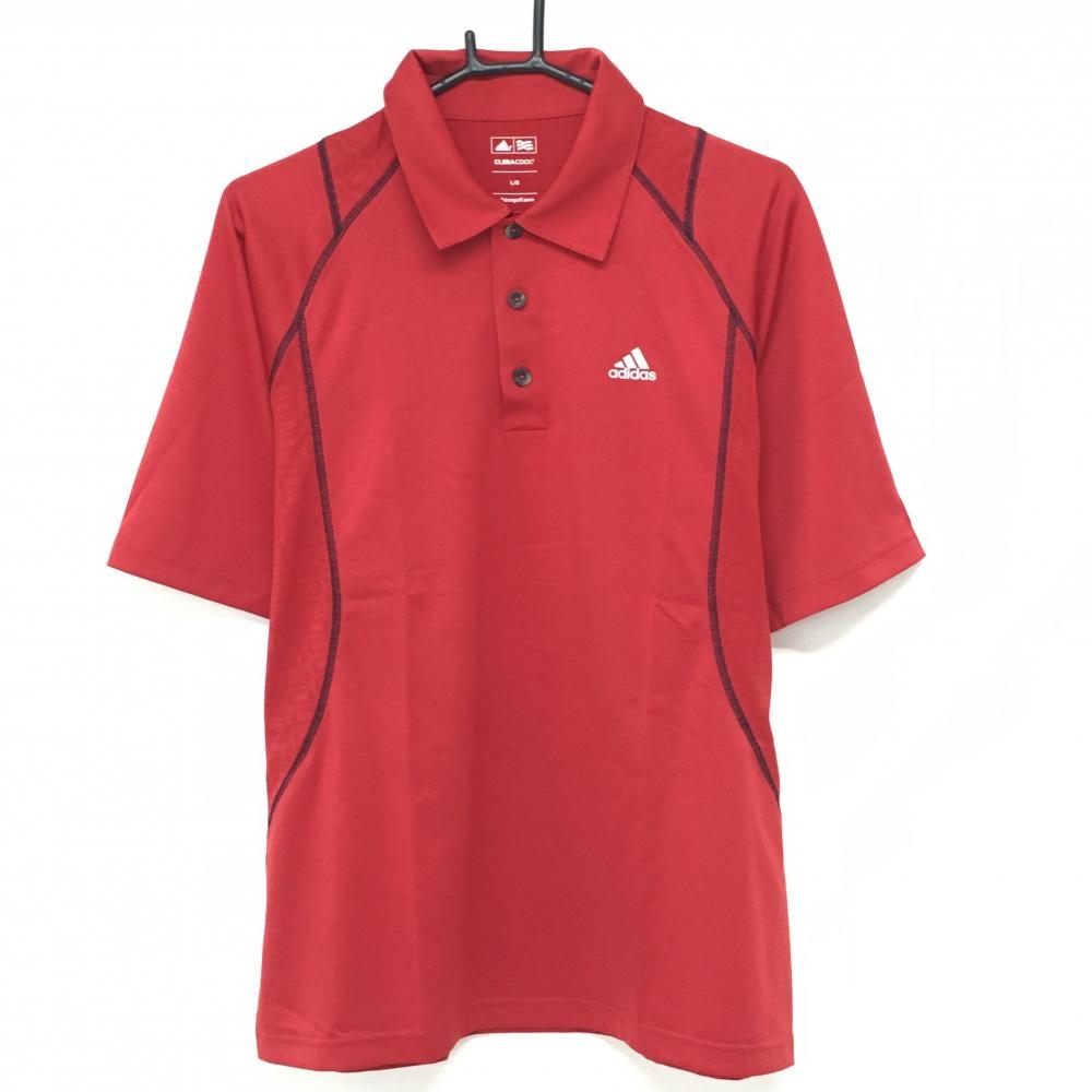 【超美品】アディダス 半袖ポロシャツ レッド クリマクール 一部織生地 メンズ L/G ゴルフウェア adidas