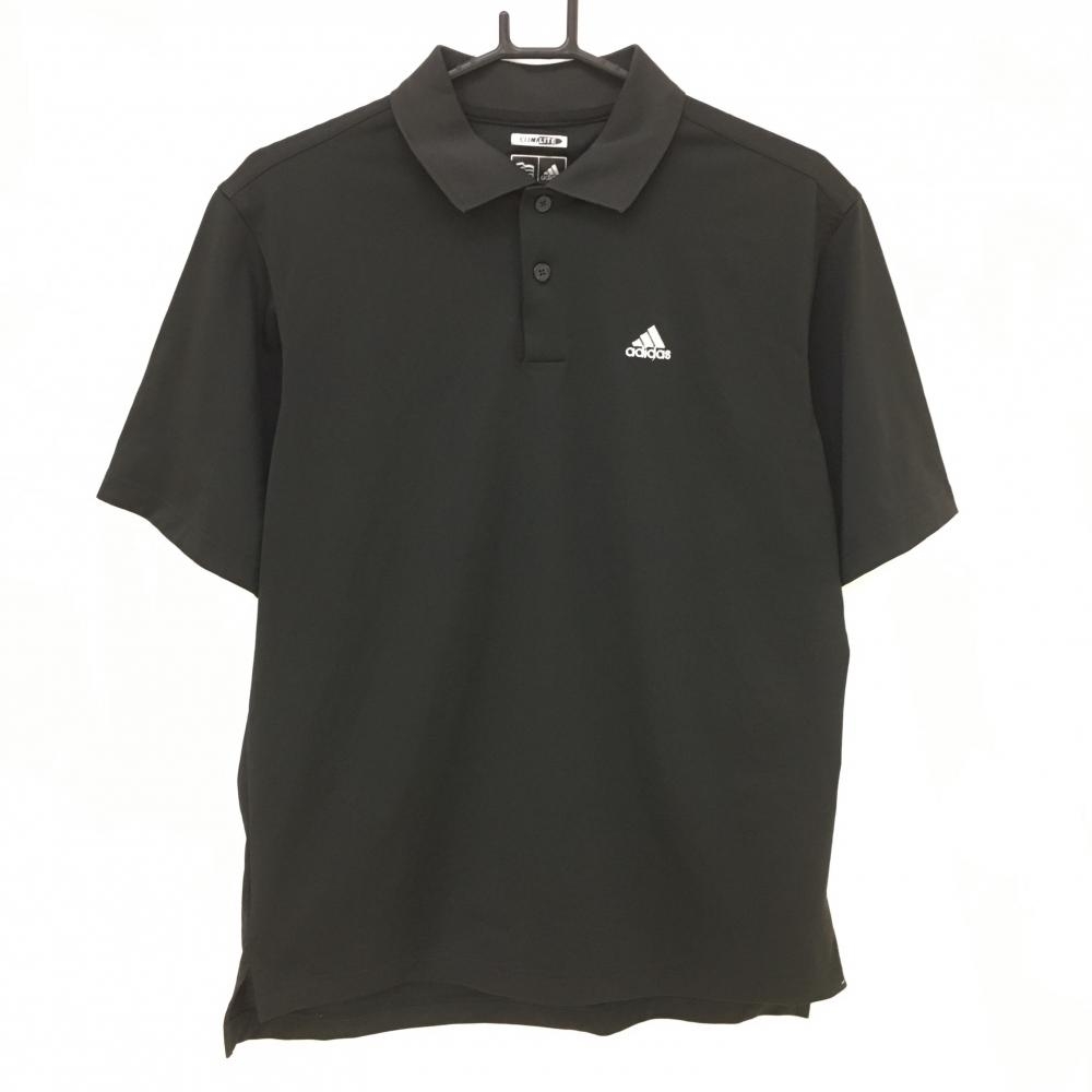 【超美品】アディダス 半袖ポロシャツ 黒 ロゴ刺しゅう CLIMALITE メンズ S/P ゴルフウェア adidas