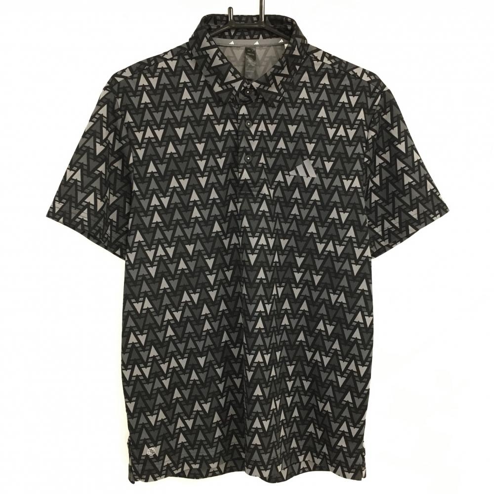 【超美品】アディダス 半袖ポロシャツ 黒×グレー　総柄 メンズ M ゴルフウェア 2022年モデル adidas