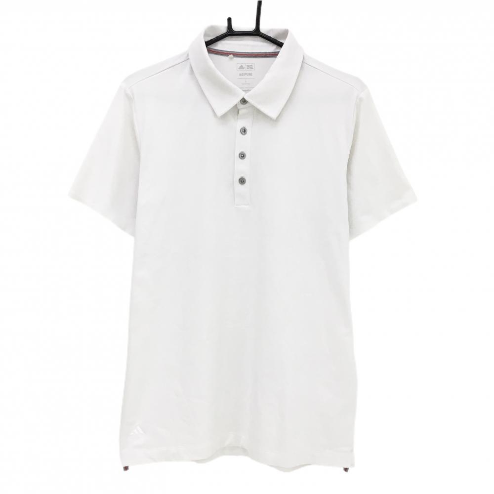 【美品】アディダス 半袖ポロシャツ 白 シンプル 無地 adipure メンズ L ゴルフウェア adidas