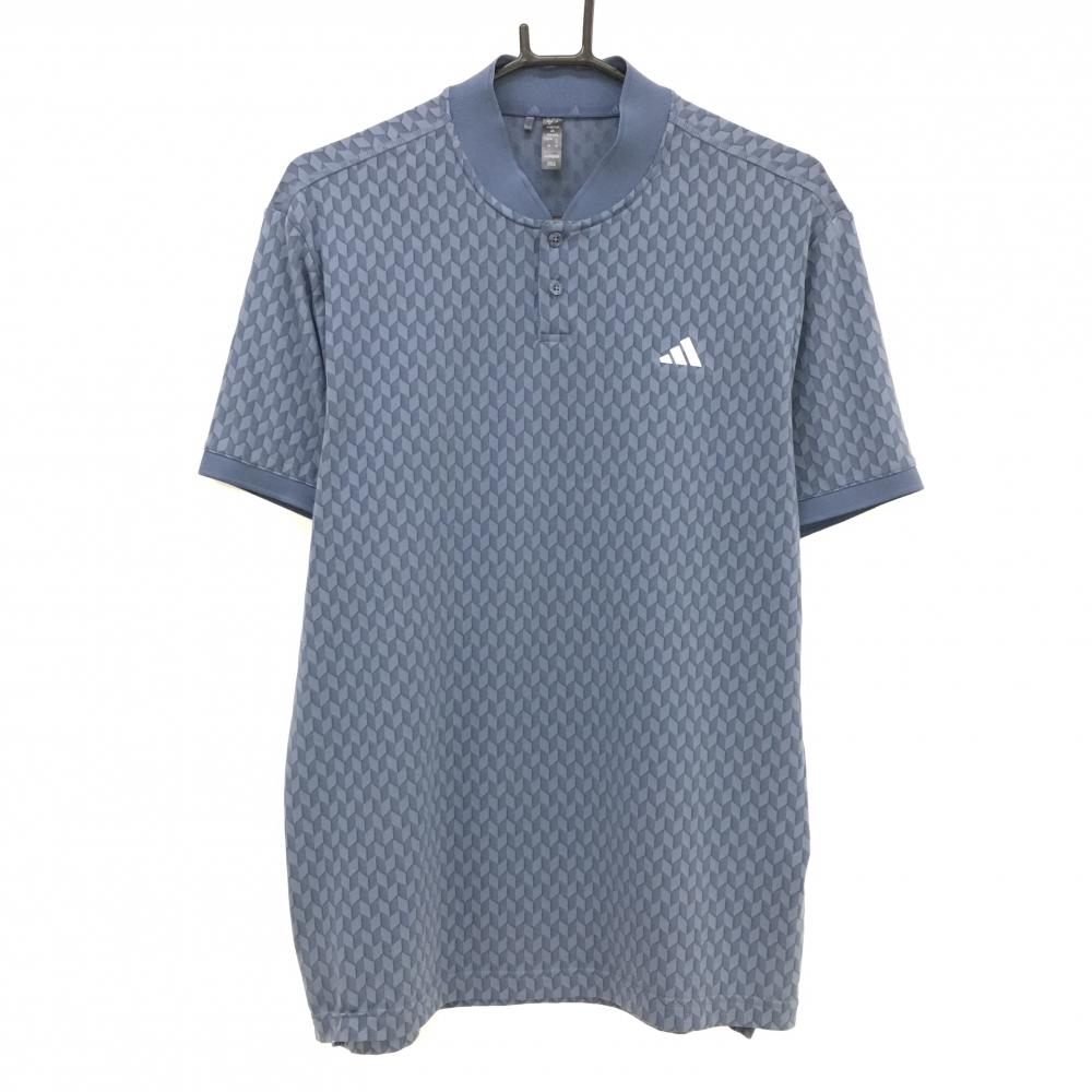 【超美品】アディダス 半袖ポロシャツ スモーキーブルー スタンドカラー  メンズ XL ゴルフウェア adidas