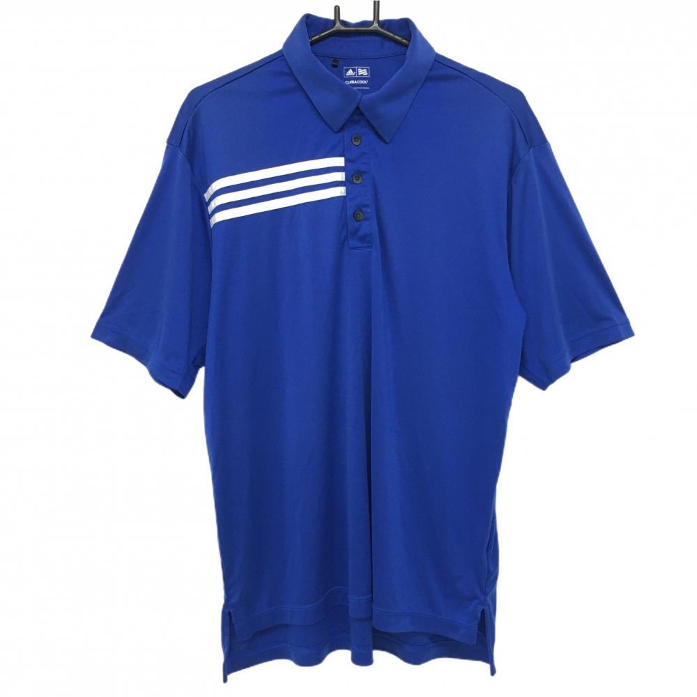 アディダス 半袖ポロシャツ ブルー 肩3ライン CLIMACOOL メンズ M ゴルフウェア adidas