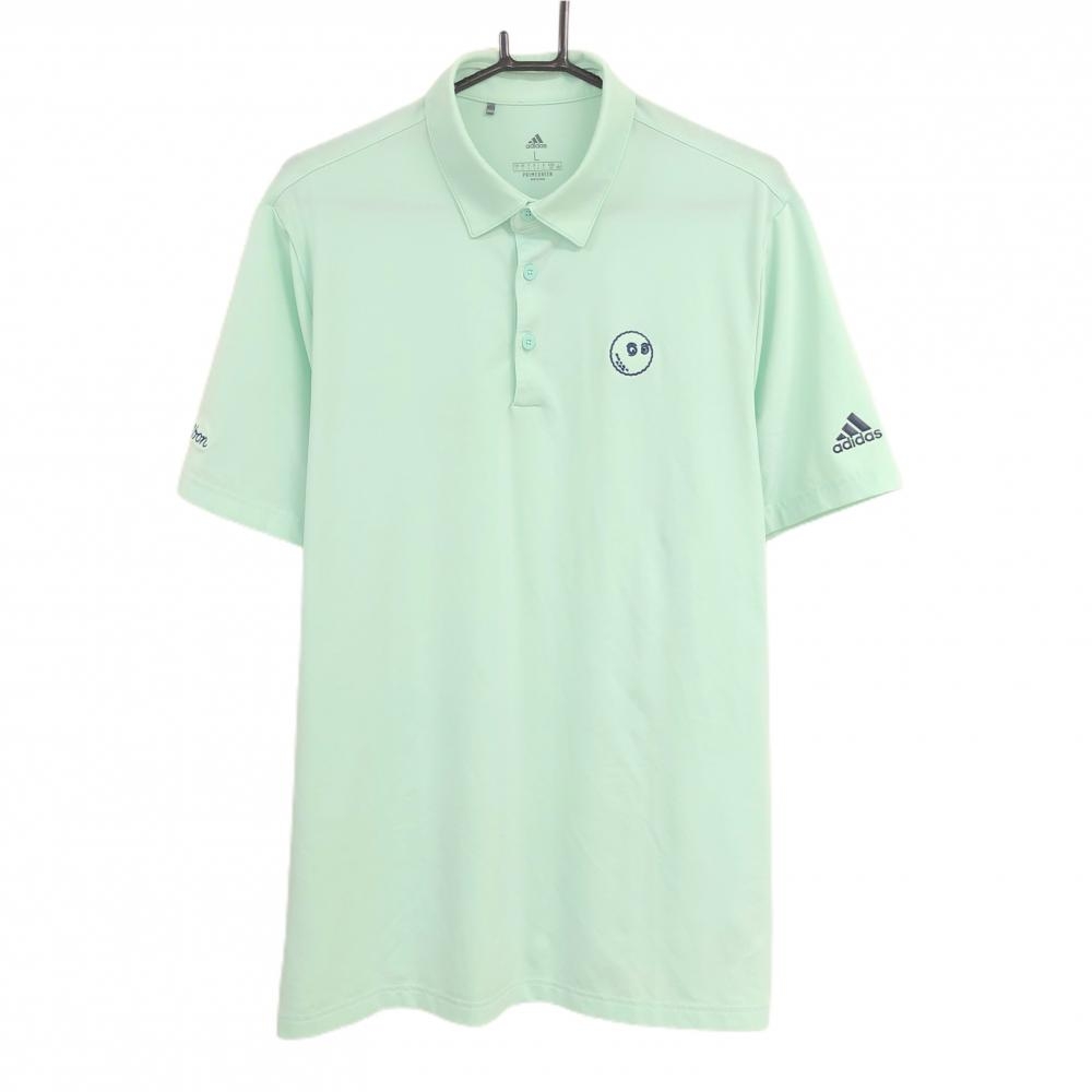 【美品】アディダス×マルボン 半袖ポロシャツ ライトグリーン 袖ロゴ  メンズ 2XO ゴルフウェア adidas