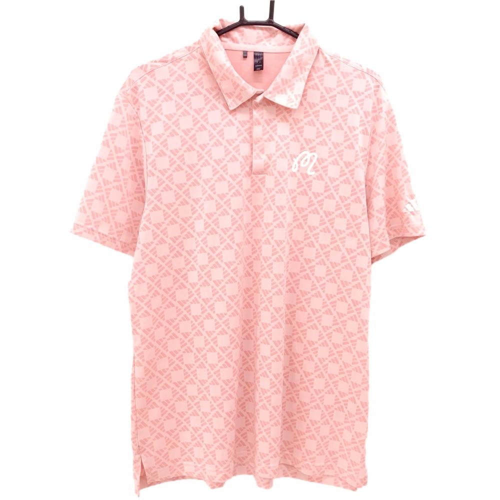 【超美品】アディダス×マルボン 半袖ポロシャツ ピンク 総柄地模様 メンズ 2XL ゴルフウェア 2024年モデル adidas