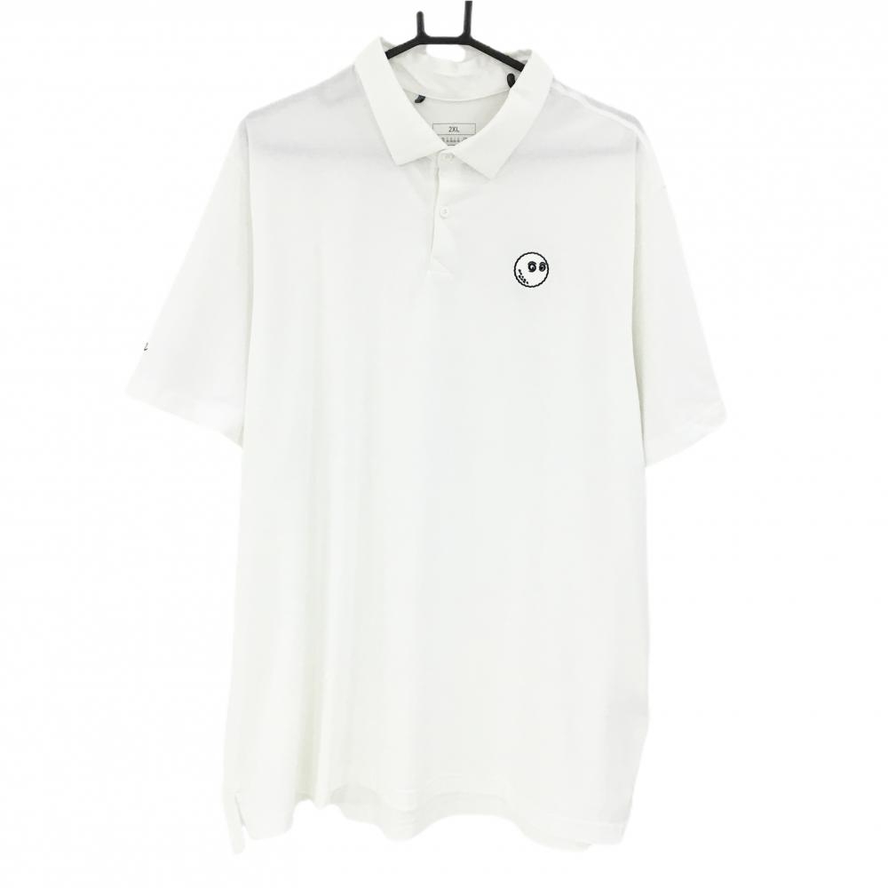 【超美品】アディダス×マルボン 半袖ポロシャツ 白 ボタンダウン メンズ 2XL ゴルフウェア 大きいサイズ adidas