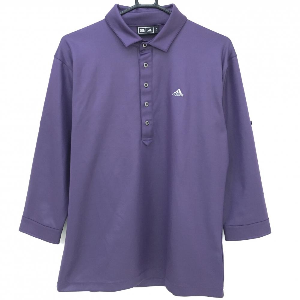 アディダス 七分袖ポロシャツ パープル 袖調整可 半袖 メンズ L/G ゴルフウェア adidas 画像