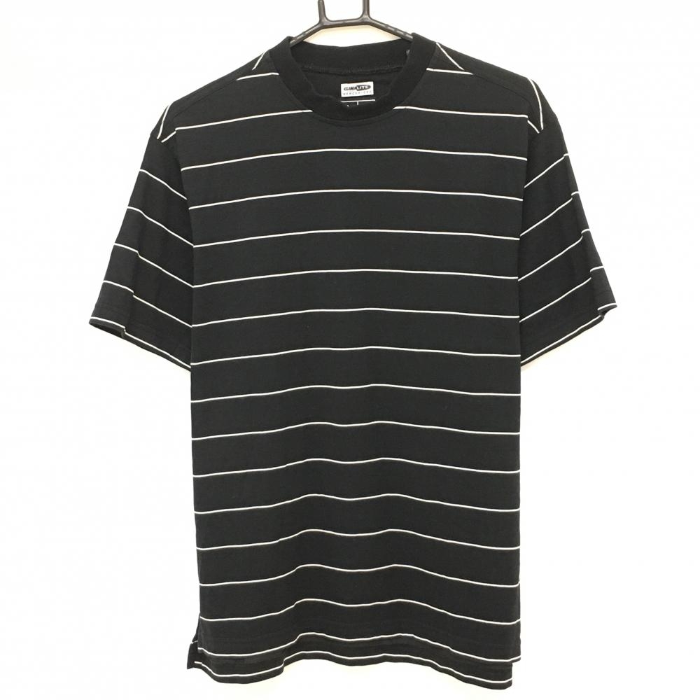 【超美品】アディダス Tシャツ 黒×白 ボーダー CLIMA LITE コットン混 メンズ M/M ゴルフウェア adidas 画像