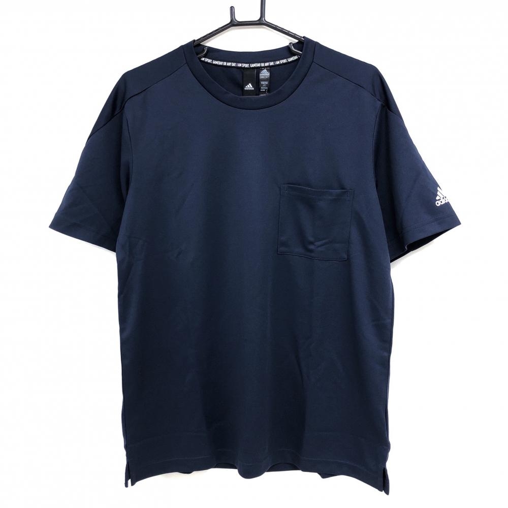 【新品】アディダス Tシャツ ネイビー 胸ポケット付き 袖ロゴ メンズ O ゴルフウェア adidas