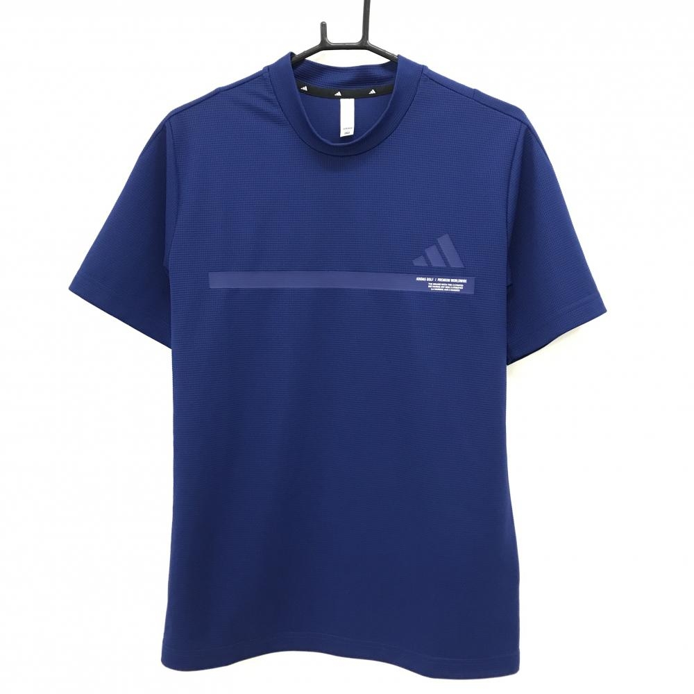 【超美品】アディダス Tシャツ ブルー 地模様 ロゴプリント  メンズ M ゴルフウェア adidas