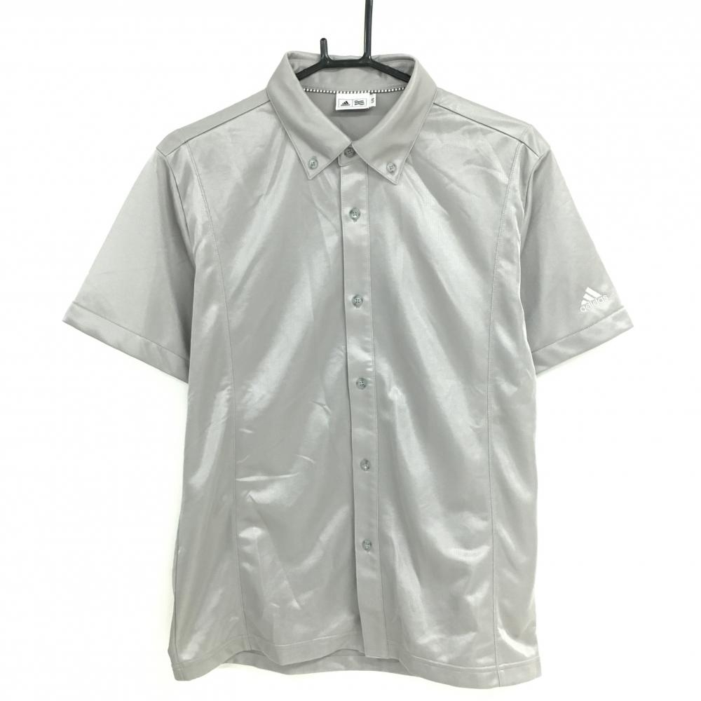 アディダス 半袖シャツ グレー ボタンダウン メンズ L/G ゴルフウェア adidas