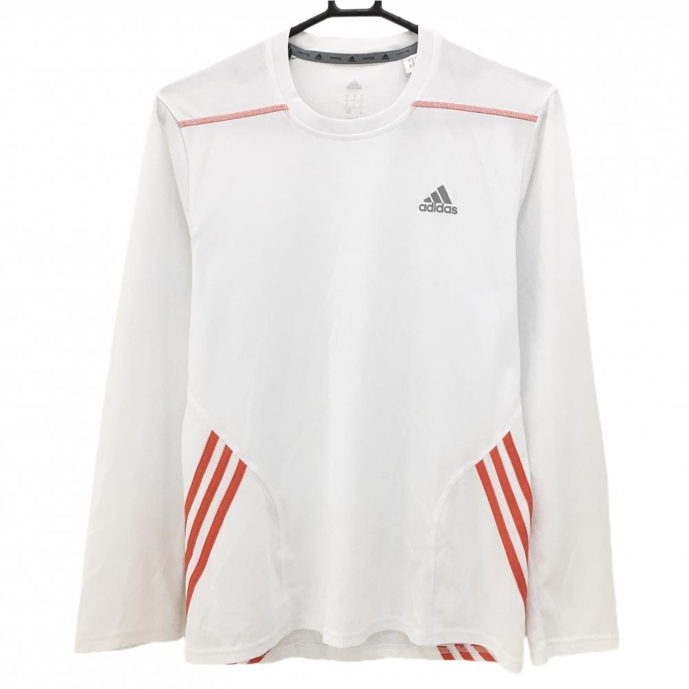 アディダス インナーシャツ 白×レッド 3ライン Uネック  メンズ M ゴルフウェア adidas