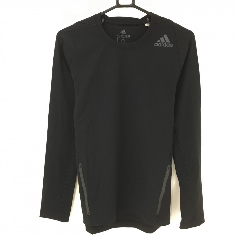 【超美品】アディダス インナーシャツ 黒 肩ロゴ AEROREDY  メンズ L ゴルフウェア adidas