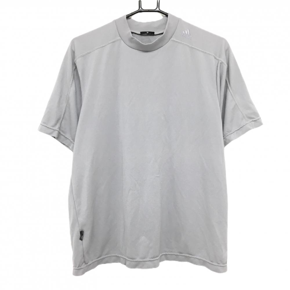 【美品】アディダス 半袖ハイネックシャツ グレー 肩ロゴ インナー メンズ  ゴルフウェア adidas