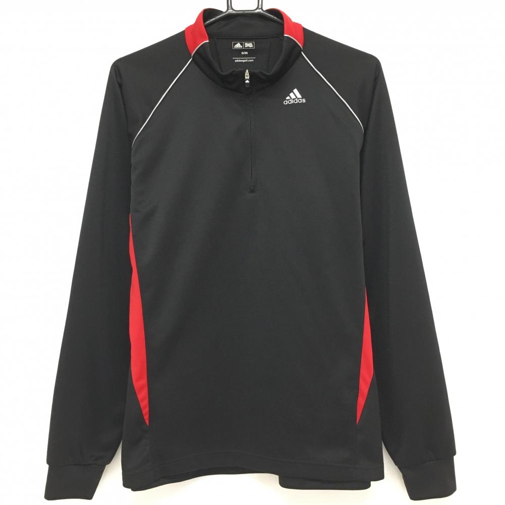 アディダス 長袖ハイネックシャツ 黒×レッド ハーフジップ  メンズ O/XG ゴルフウェア adidas 画像
