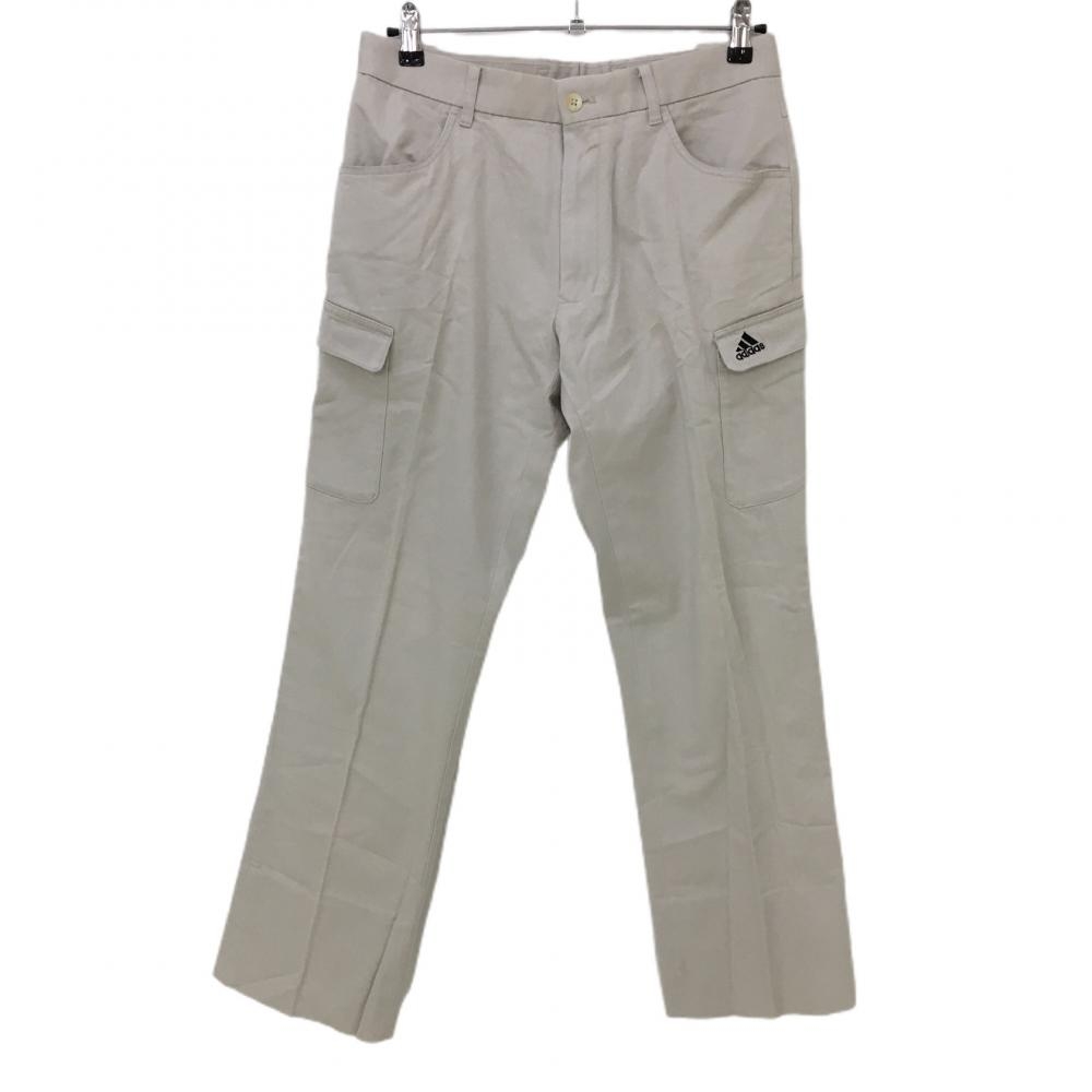 アディダス パンツ ライトベージュ×黒 ポケット複数 無地 ヒップ3ライン  メンズ 79 ゴルフウェア adidas
