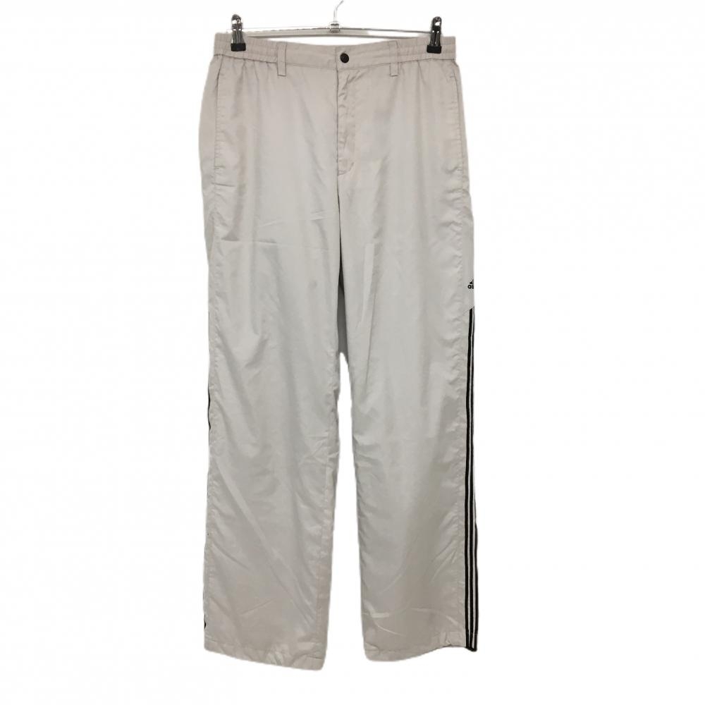 【美品】アディダス パンツ ベージュ 裏地メッシュ 裾ドローコード 3ライン メンズ L ゴルフウェア adidas