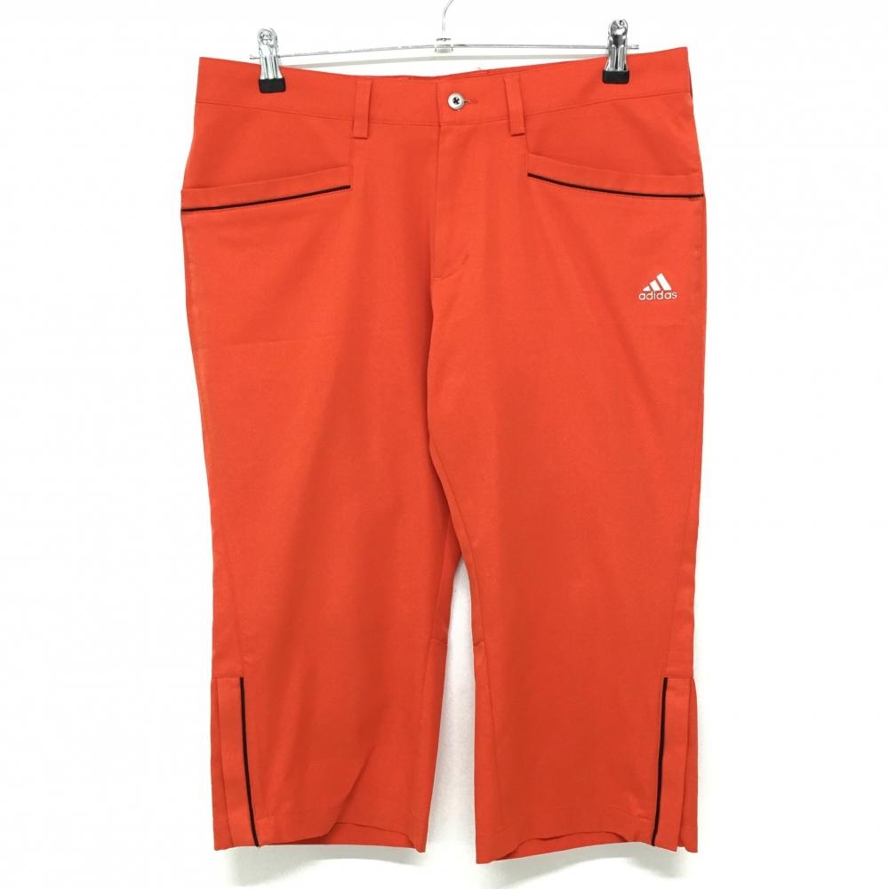 【超美品】アディダス 半端丈パンツ オレンジ×黒 腿ロゴ 裾ジップ  メンズ O/XG(XL) ゴルフウェア adidas