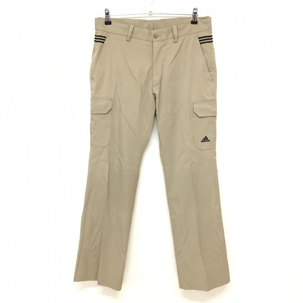 【美品】アディダス カーゴパンツ ベージュ×黒 3ライン メンズ 85 ゴルフウェア adidas