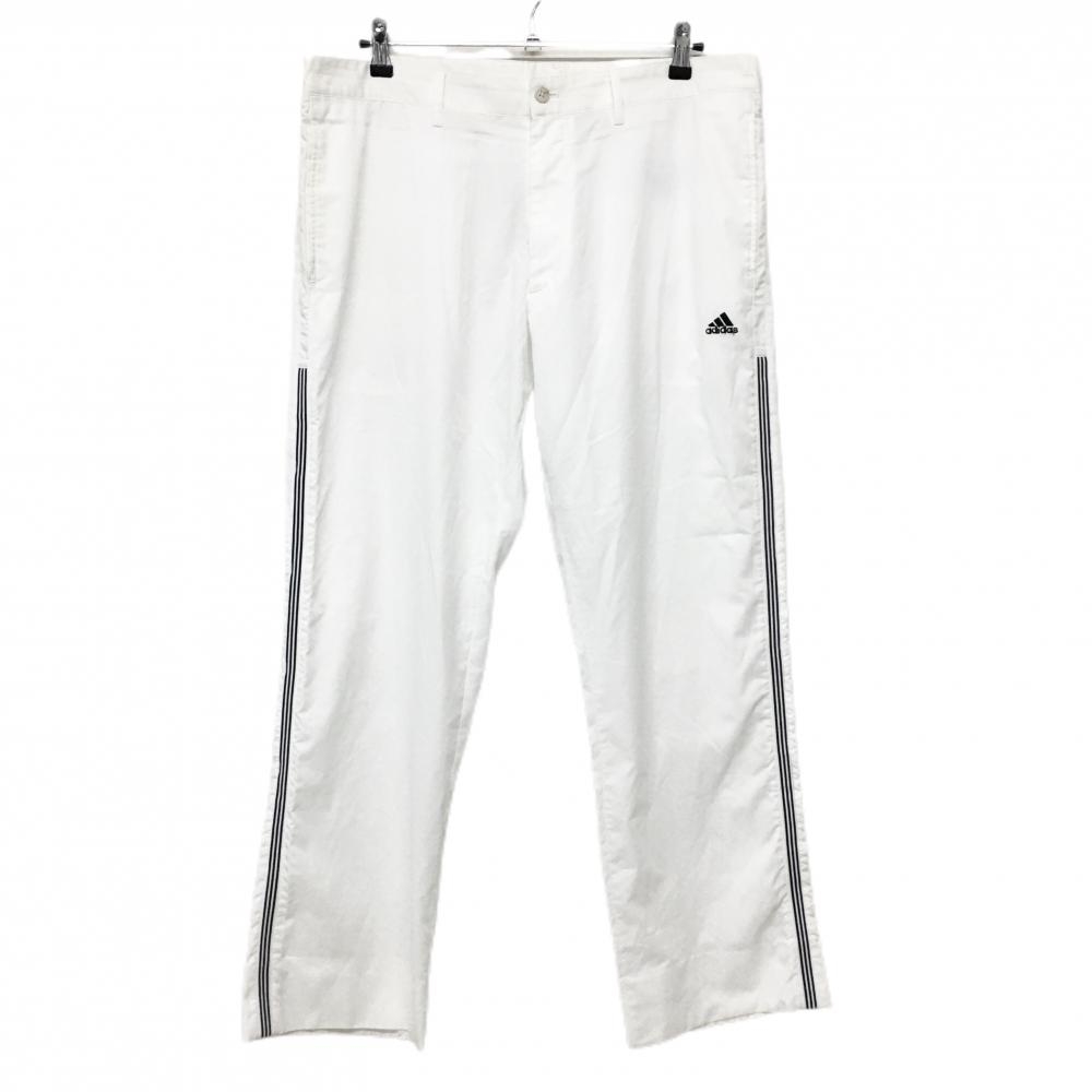 アディダス パンツ 白×黒 ロゴ刺しゅう サイド3ライン  メンズ 94 ゴルフウェア adidas