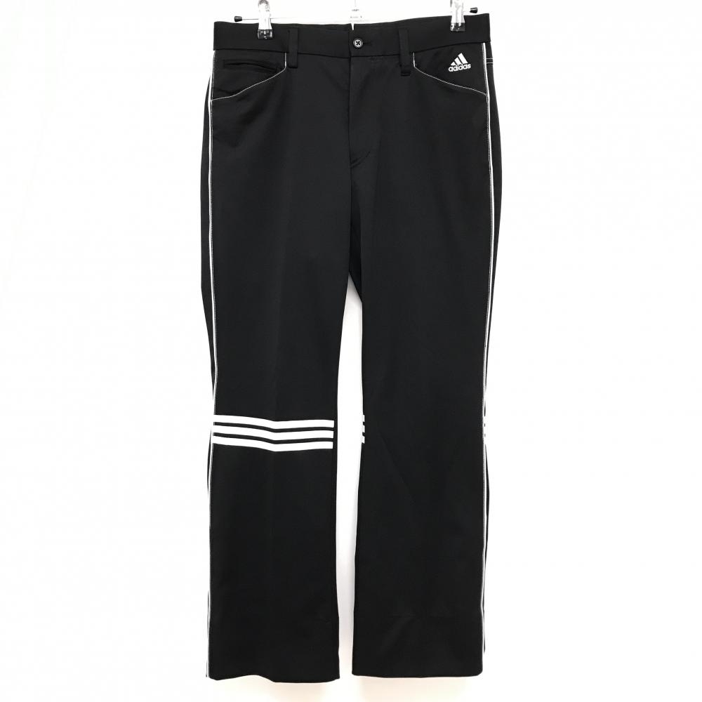 【美品】アディダス パンツ 黒×白 サイドライン ロゴ刺しゅう ストレッチ メンズ M/M ゴルフウェア adidas