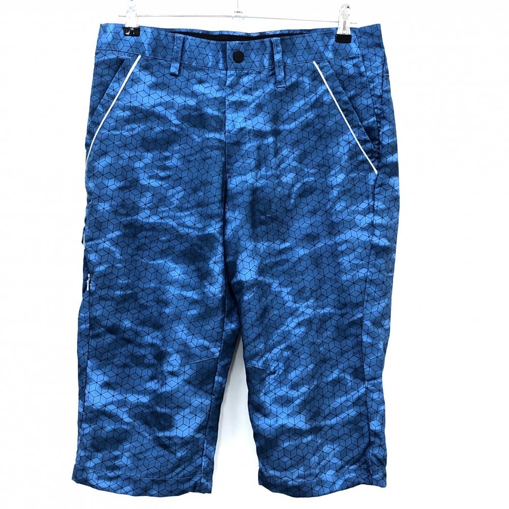 【美品】アディダス 半端丈パンツ ブルー系×黒 スクエア総柄  メンズ L/G ゴルフウェア adidas