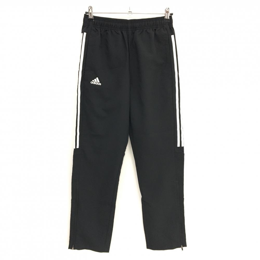 【超美品】アディダス パンツ 黒×白 サイド3ライン ウエストゴム 裾ジップ メンズ M ゴルフウェア adidas