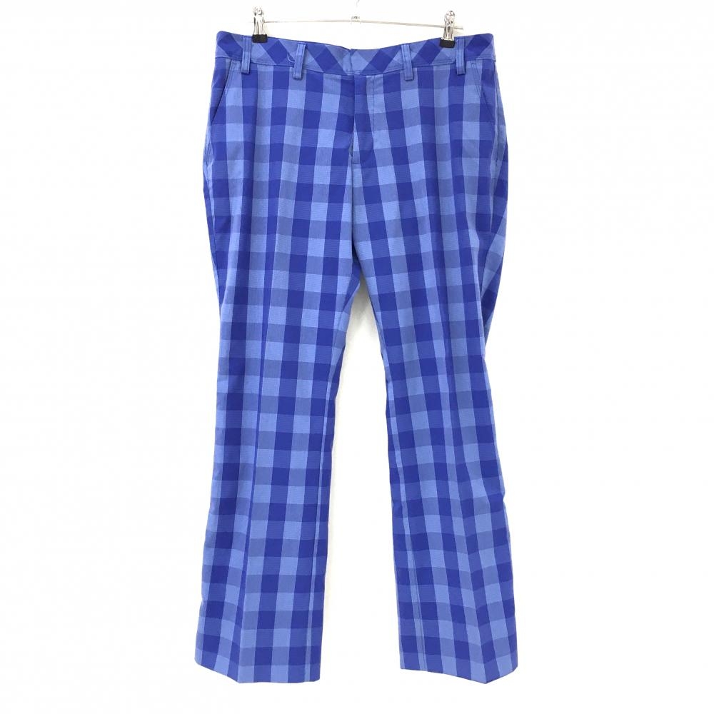 アディダス パンツ ブルー×白 チェック バックロゴ  メンズ 91 ゴルフウェア adidas