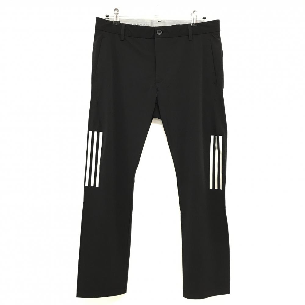 【超美品】アディダス パンツ 黒×ライトグレー系 サイド3ライン ストレッチ メンズ 88 ゴルフウェア adidas