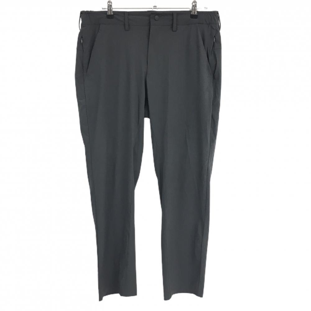 【美品】アディダス パンツ グレー ロゴプリント ウエストサイドゴム ストレッチ  メンズ O(XL) ゴルフウェア adidas