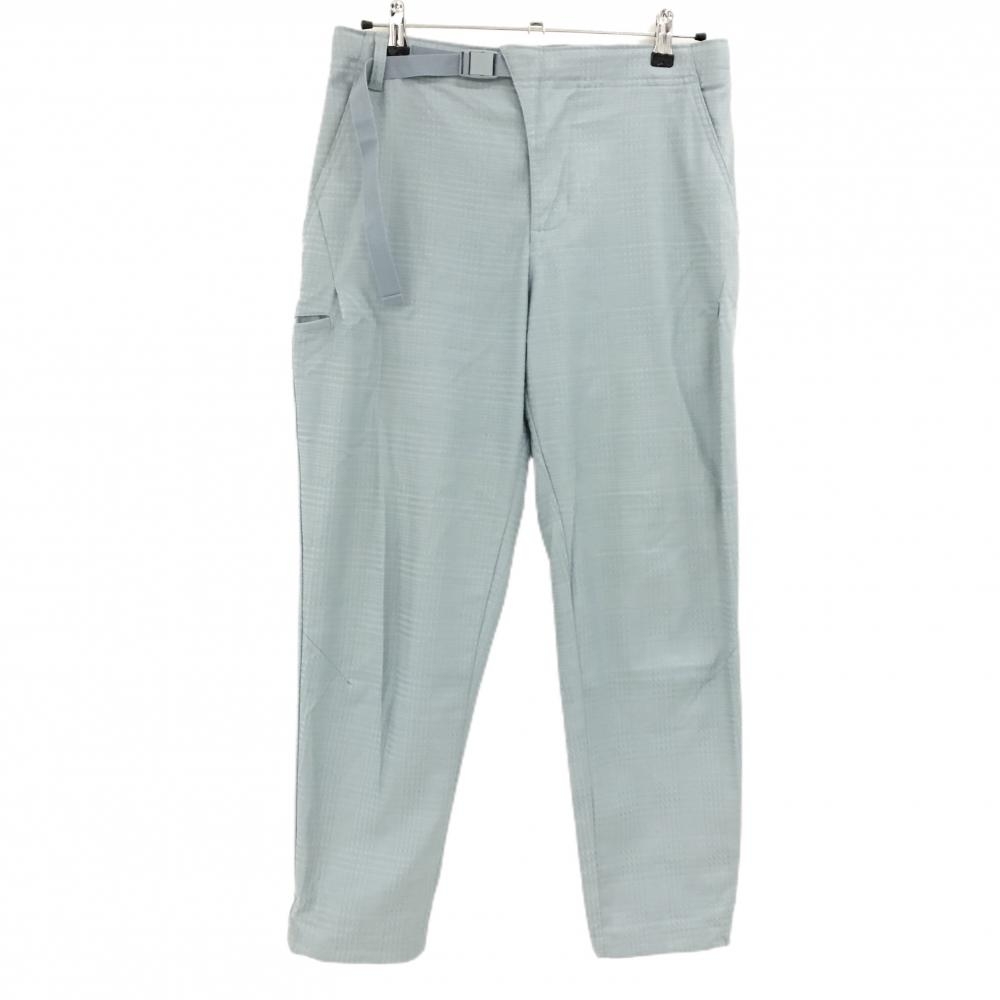【超美品】アディダス パンツ ライトブルー チェック ウエスト調節ベルト付 ADICROSS メンズ L ゴルフウェア adidas