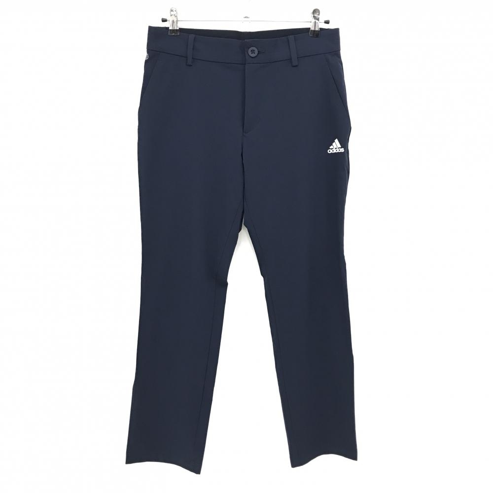【美品】アディダス パンツ ネイビー ロゴ白 ウエスト一部ゴム ストレッチ  メンズ 82 ゴルフウェア adidas