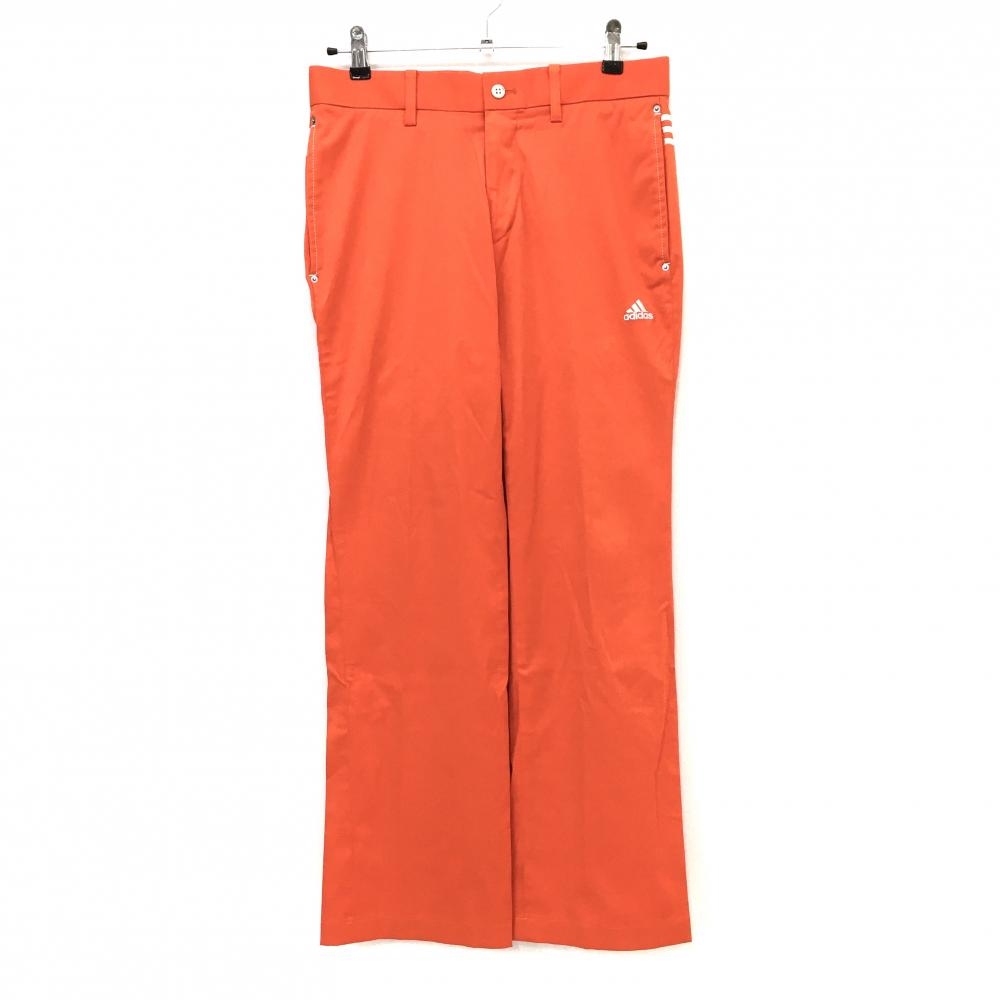 【美品】アディダス パンツ オレンジ×白 ロゴ刺しゅう 背面3ライン メンズ 79 ゴルフウェア adidas