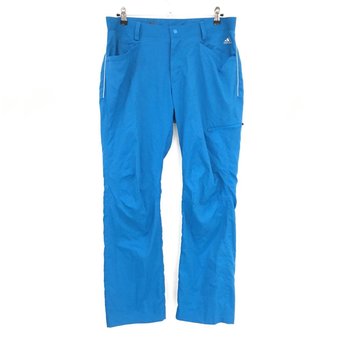 【美品】アディダス パンツ ブルー 後ろ3ライン 5ポケット シルバーロゴ メンズ 88 ゴルフウェア adidas